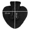 Heart Shaped Hot Water Bottle & Plush Cover 800ml Black