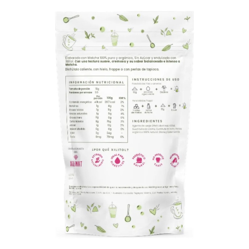 Matcha Latte Orgánico Sin Azúcar 500g Bubultea