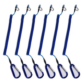 Health Ceremony Safety Wire Cord Set of 6, Aluminum Carabiner, Shoot Rope, Safety Cord, Wire Key Chain, Drop Prevention, Strap, 6 Pieces, Stainless Steel Wire, Maximum Extension 3.9 ft (1.5 m), Spiral