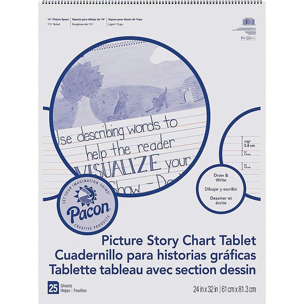 Pacon® PACMMK07430 Chart Tablet, Picture Story, 24" x 32", White, 25 Sheets
