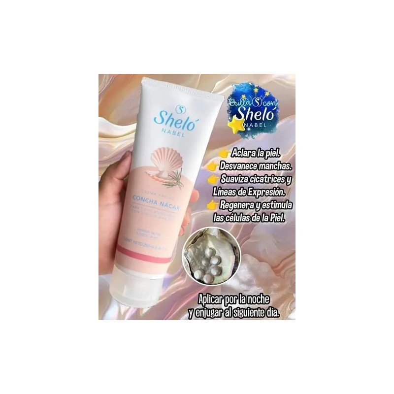 Kit Belleza Facial Concha Nácar, Colágeno Y Bloqueador Shelo