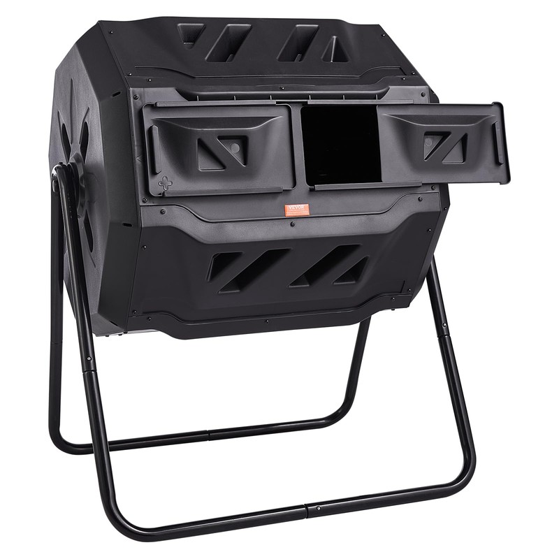 VEVOR Compost Bin, 43-Gal Dual Chamber Composting Tumbler, Large Tumbling