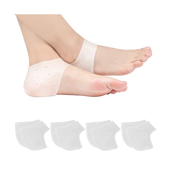 4 Pairs Breathable Heel Cups, Plantar Fasciitis Inserts, Heel Pads Cushion Great for Heel Pain, Heal Dry Cracked Heels, Achilles Tendinitis, for Men & Women