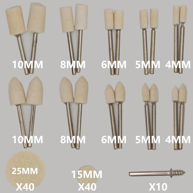 110PCS Wool Buffing Polishing Wheel for Dremel Tool Kit, Jewelry