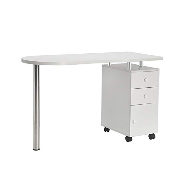 Manicure Nail Table with Drawer White