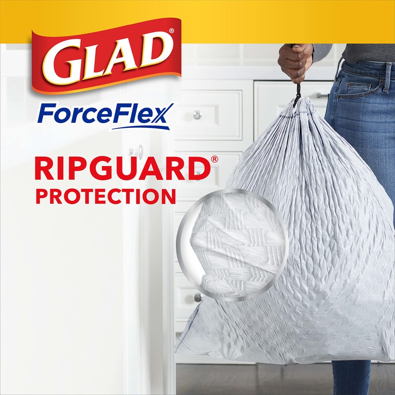 Glad ForceFlex Tall Kitchen Drawstring Trash Bags, 13 Gallon, 120