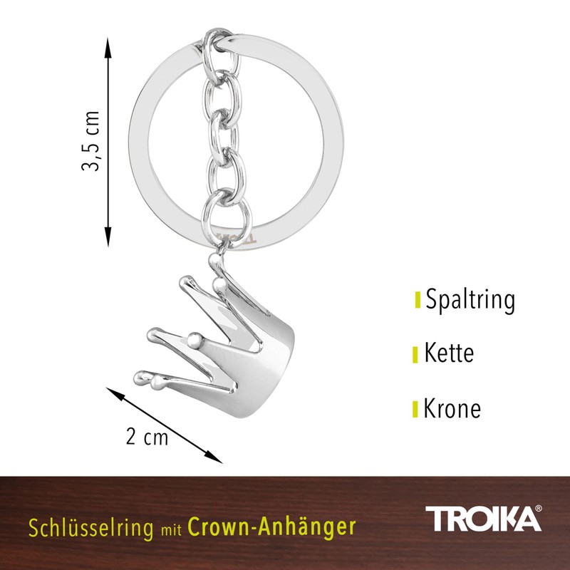TROIKA Crown Keyring - Crown - Cast Metal - Chrome