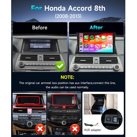 DSP 2G 64G Car Stereo Radio for Honda Accord 8th 2008-2012 with Wireless CarPlay Android Auto 10.1inch IPS Touch Screen EQ GPS Bluetooth Radio 26UIs Head Unit with WiFi AHD Backup Camera