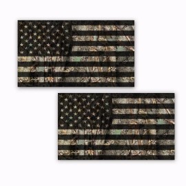Camo American Flag Hard Hat Stickers Helmet Decals Oak Ambush 2 Pack  6" wide