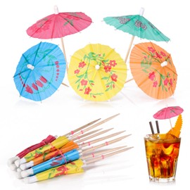 [100 PCS] Drink Umbrellas Cocktail Picks - Cocktail Umbrellas for Drinks, Mini Paper Umbrella Cocktail Toothpicks for Tropical Tiki Bar Hawaiian Beach Pool Luau Party Decorations