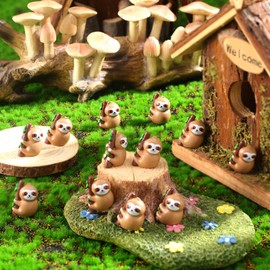 Silipull 48 Pcs Mini Resin Sloth Tiny Resin Sloth Miniature Figures Bulk Little Small Animals Figures for Fairy Micro Garden Landscape Dollhouse Hide Crafts Aquarium Decorations (Brown)