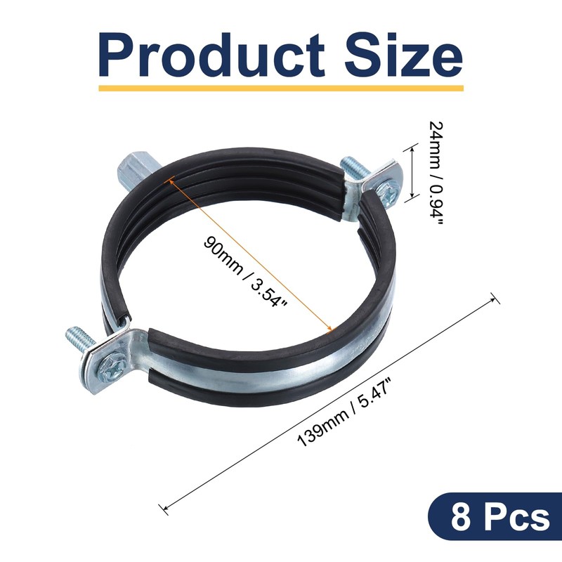 uxcell 8 Pcs Split Ring Pipe Hanger, 90mm/3.5inch Adjustable Pipe