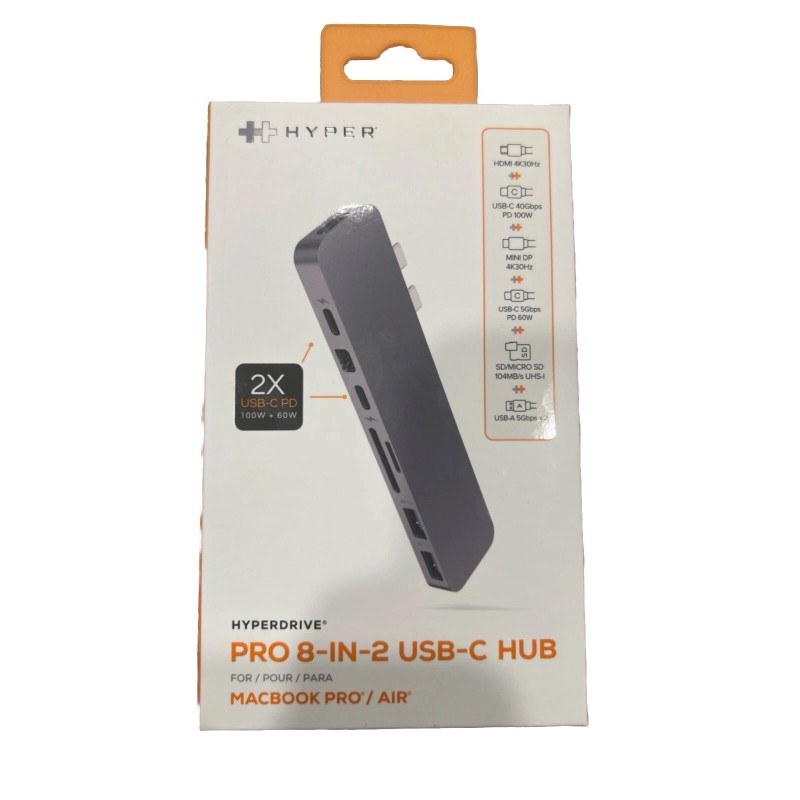 HyperDrive PRO 8-in-2 USB-C Hub Adapter for MacBook Pro Air