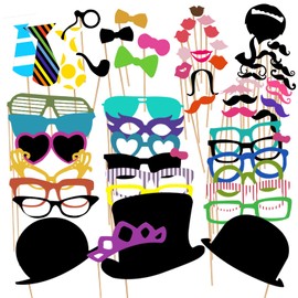 HANIUTTY Pack of 58 Photo Props Wedding Party Photo Booth Props Photo Box Props Utensils for Photo Box Accessories Wedding Birthday for Birthday Garden Party Accessories Mix