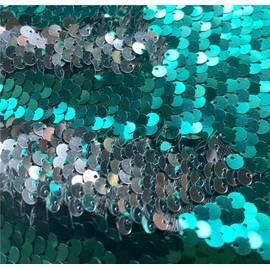 Sensory Wall Sequin Flip Fabric for Kids,0.2" Large Sequins Sensory Graffiti Fabric for Toddlers,Tactile Stimulation,Reversible Glitter Fabric (1 yd, Dark Green+Silver)