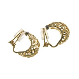 Vingtaine E2074 Watermark Pattern, Mini Hoop Earrings, Simple, Clip-on Earrings, Adult, Gorgeous, Daily, Brass
