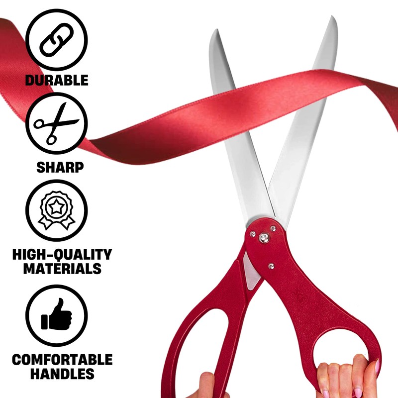 Red Ribbon Cutting Ceremony Kit – 25" Giant Scissors for