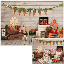 Avezano Easter Backdrops for Photography Rustic Wooden Wall Easter Photo Backdrops for Kids Portrait Spring Photo Backdrop for Picture Portrait Photo Studio Party Decoration (7x5ft)
