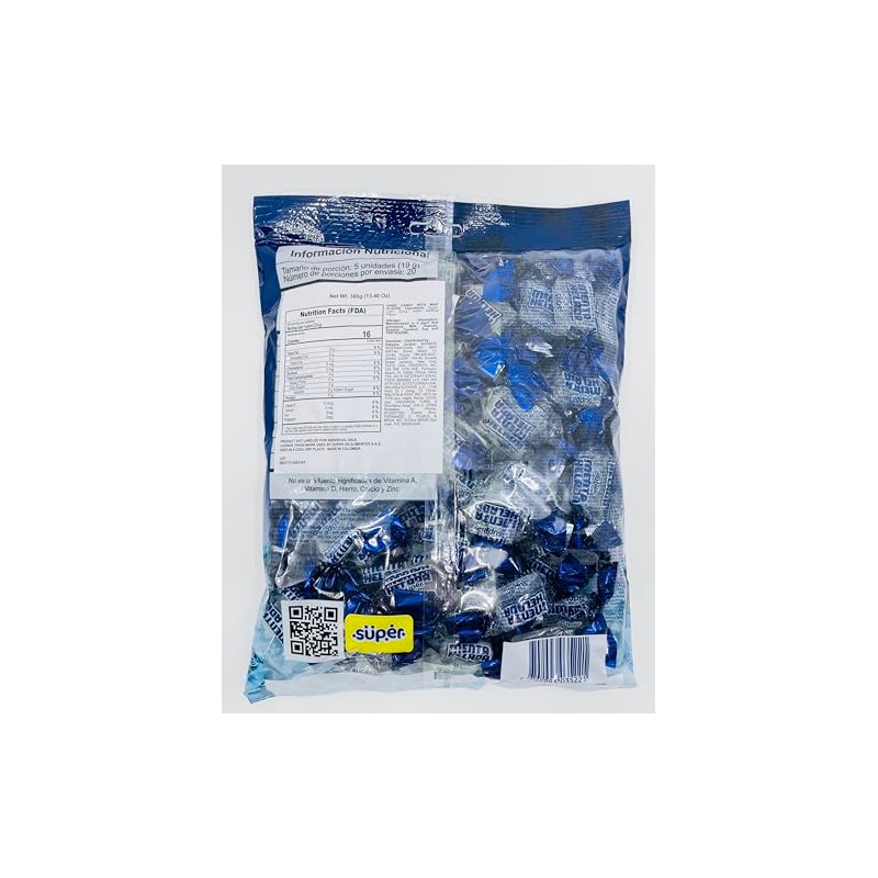 Super Menta Helada Hard Mint Candy, 100 Pieces, 300g Bag