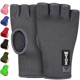 WYOX Guantes de Boxeo para Hombres y Mujeres, Guantes de Boxeo, Envoltura de Kickboxing, Envoltura de compresión (S/M (17-21cm), Azul)