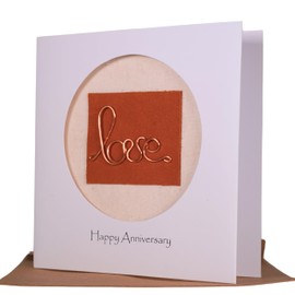 Camellia Bees 7th Wedding Anniversary card, Copper theme wedding anniversary card for husband, wife, couple, seventh year (7th)