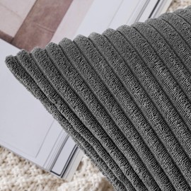 SLOZZI Set of 2 Corduroy Cushion Covers, Dark Grey, 30 x 50 cm, Cushion Covers, Sofa Cushion Cover, Decorative Cushion Cover, Couch Cushion Cover, Soft, for Sofa, Bedroom, Living Room, Balcony