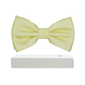 BEWDIO Adjustable Bow Ties for Men, Classic Solid Color Pre-Tied Bowties for Mens Wedding Party, Light Yellow, 4.72''x2.56''