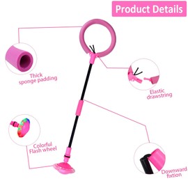 Q-WOOFF Children's Flashing Jump Ring, Sports Jumping Ball, Foldable Flash Jumping Ball, Suitable for Skill Games for Children or Adults, Exercise (Pink) (L)