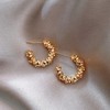 Gold Twist Flower Huggie Earrings Tiny Flower Hoop Earrings Light-Weigh