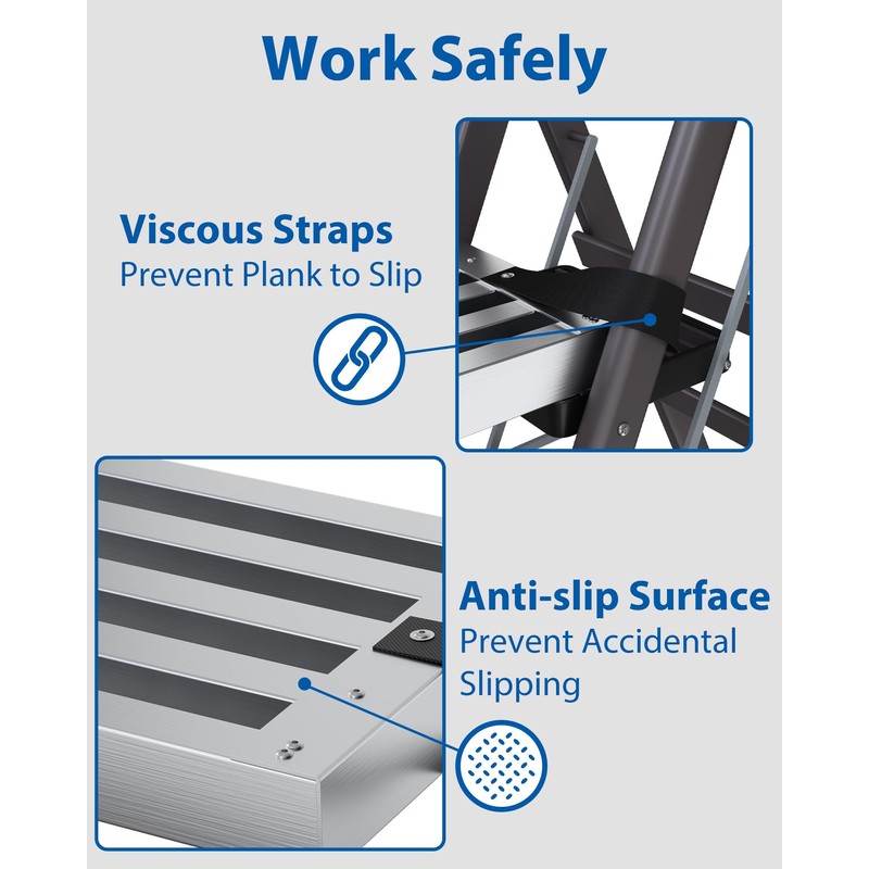 6-9ft Aluminum Work Plank,Adjustable Work Platform,440LBS Capacity Aluminum Plank,Equipped with