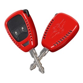 Key Fob Cover Case Protector Fit for Jeep Wrangler JK JKU 2007-2018, for Jeep Compass 2008-2016, for Jeep Patriot 2011-2016 (Red)