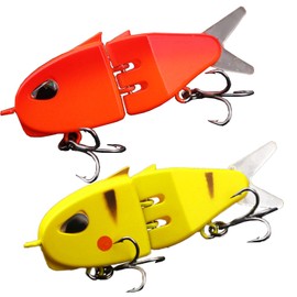 Topwater Fishing Lures for Bass Whopper Popper Lures with Rotating Tail for Freshwater or Saltwater Bass Catfish Pike Perch Floating Pencil Bass Bait (red&Yellow, Medium)