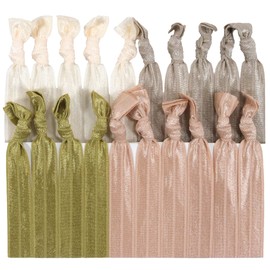 Neutral Tones Hair Ties No Crease Ponytail Holders (Available in Lots of Pack Quantities) - Ouchless Elastic Styling Accessories Pony Tail Holder Ribbon Bands - By Kenz Laurenz (10 Pack)