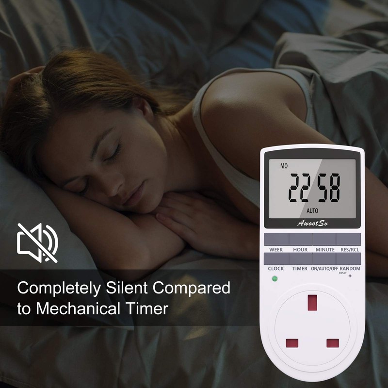 Awootsv Digital Timer Plug Socket with LCD Display 24 Hours/Weekly