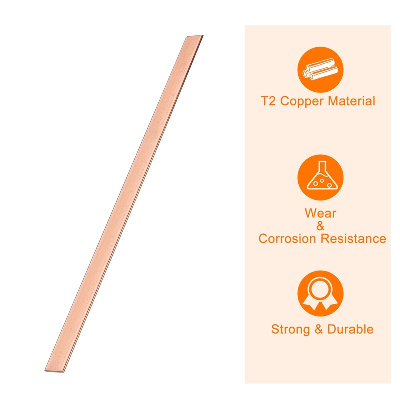 uxcell Copper Flat Bar, 0.08" Thickness x 0.98" Width x