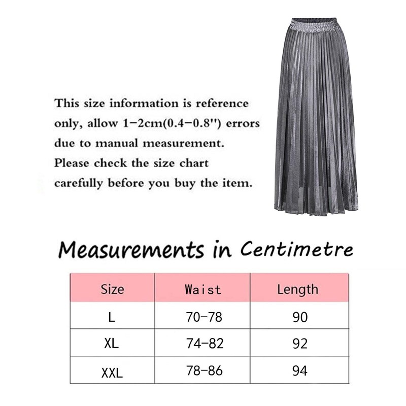 MilyaDE Blingbling Women's Long A-Line Pleated Maxi Skirt, B-Silver XXL