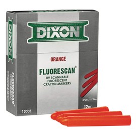 Dixon Industrial Fluorescan Specialty Crayons, Round, 4-3/4 x 11/16", Orange, 12-Pack (13003)
