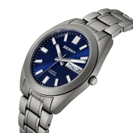 BERNY Titanium Watch for Men Japanese Quartz Movement Titanium Analog Quartz Watches 10ATM Waterproof Super Luminous