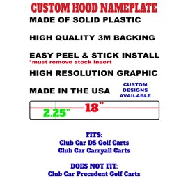 Carbon Fiber Club Car DS & Carryall Golf Cart Front Name Plate. Fits Club Car DS & Carryall Carts. Custom Made in The USA!! (Carbon Fiber Design)