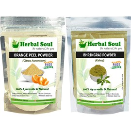 Herbal Soul Combo of Bhringraj | False Daisy | Kehraj Powder (100g) + Orange Peel Powder (100g) for DIY Face Packs, 200g
