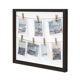Gwezmxs Collage Picture Frame with Clips and Lead for Hanging Multiple Photos, Photo Frame with Clips, Black Frame, 32 x 32 cm