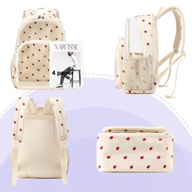 Dafelile Clear Backpacks for Girls Corduroy Strawberry Heavy Duty TPU See Through Backpack Transparent Bookbag for Stadium Events,Work,School,and Travel