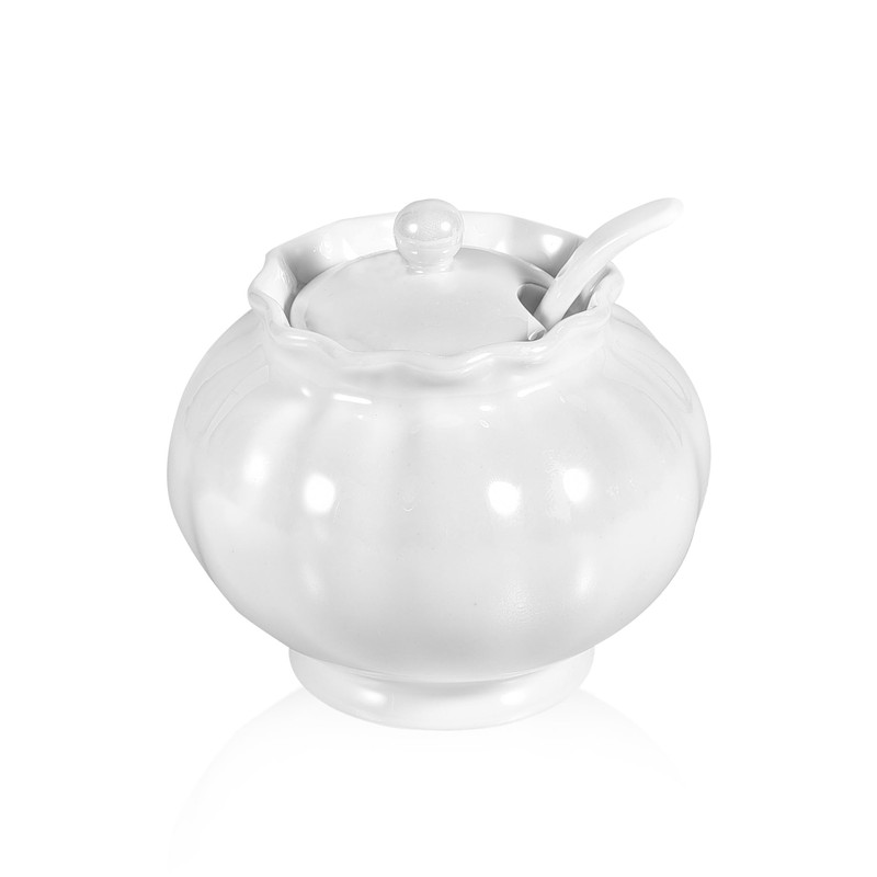 Ursword Iridescent Sugar Bowl with Lid and Spoon, Ceramic Sugar