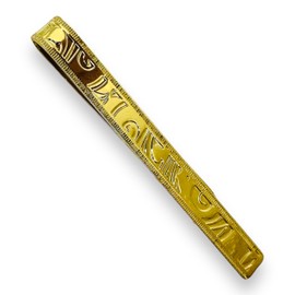 Exquisite Gifts For Men 24k Gold Plated Tie Bar Clasp Clip Clamp Pin - Hand Engraved Pattern, Elegant British Craftsmanship - For, Birthday, Dad,