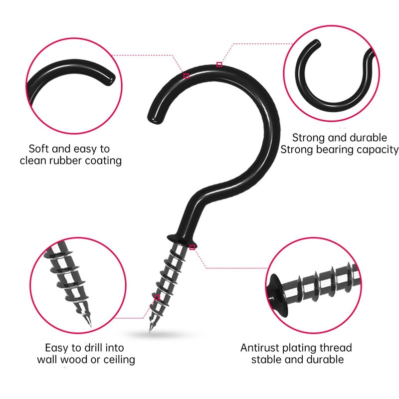 strrng 20pcs Metal Ceiling Hooks Wall Hooks- Cup Screw in