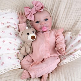 Aori Lifelike Reborn Baby Dolls - 20 Inch Ultra Realistic Girl Newborn Baby Doll with Weighted Body for Cuddling Poseable Soft Vinyl Doll Includes Pink Outfit Set for Kids 3+ Role Play