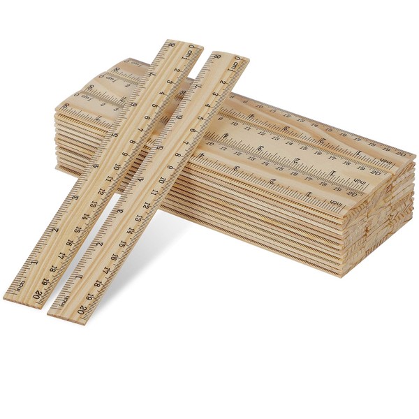 KINJOEK 72 Packs 8 Inch Wooden Rulers Double Sided Pine