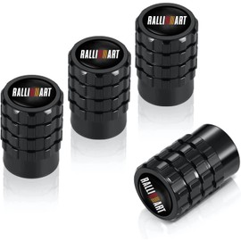 Air Valve Cap, Mitsubishi, High-Grade Alloy, for Cars and Motorcycles, Tire Valves, Set of 4, RALLIART, Black