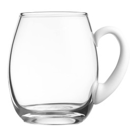 Barski - Calidad europea - Cristal hecho a mano - Taza grande transparente - Taza de zumo - con mango de ópalo (blanco) - 20 oz - Fabricado en Europa