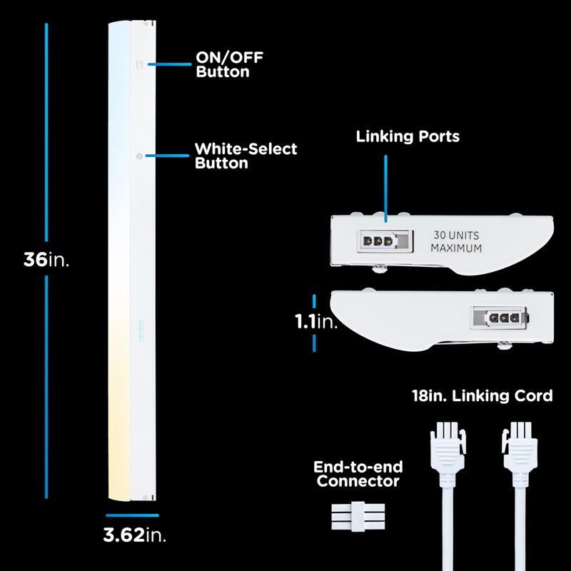 Enbrighten 36 inch Hardwired Under Cabinet Lights, 2385 Lumens, Five